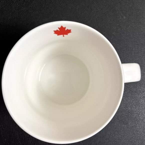 Retro Canadian Maple Leaf Hockey Mug 1867 White Grace Fine Ceramic Cup - Picture 3 of 5